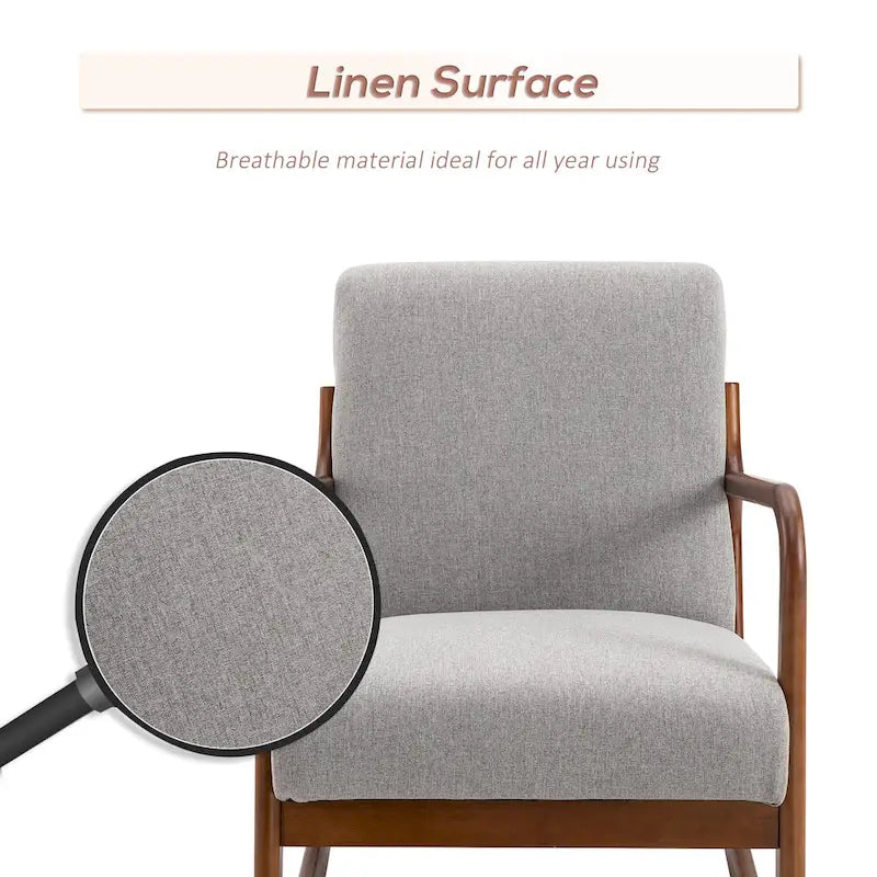 Grey Modern 25.3 High Back Rocking Chair with Solid Wood Base