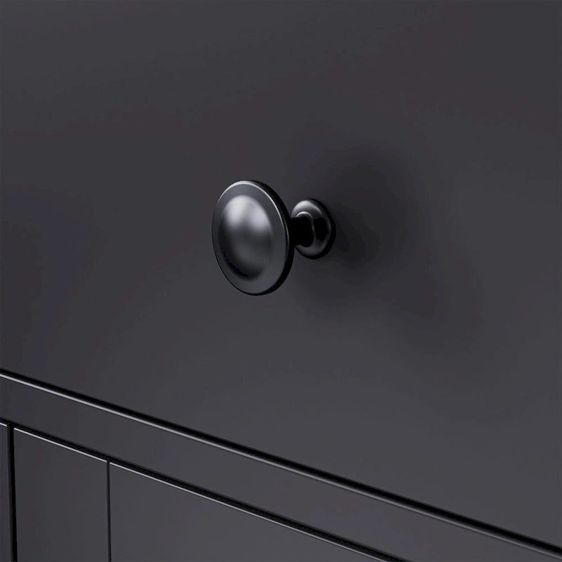 Black + Dark Walnut Farmhouse TV Entertainment Center with Bookshelves & Glass Doors for 70 TVs