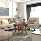 32inch Wood Round Coffee Table for Living Room,Mid Century Farmhouse Circle Wooden Coffee Tables for Apartment, Easy Assembly