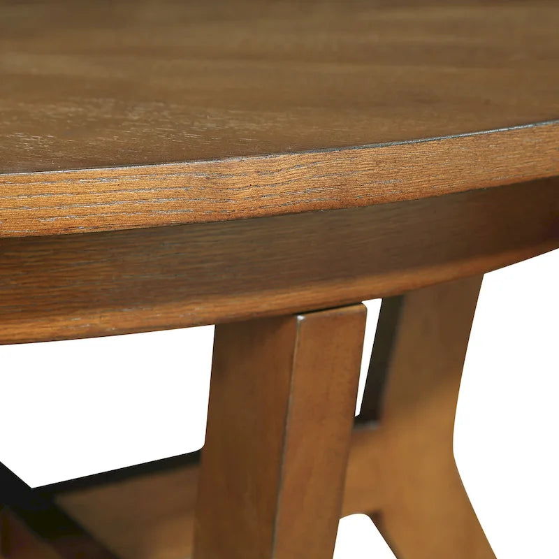 32inch Wood Round Coffee Table for Living Room,Mid Century Farmhouse Circle Wooden Coffee Tables for Apartment, Easy Assembly