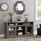 Modern TV Stand Media Stand Modern Entertainment Console for TV Up to 65 with Glass Door Open and Closed Storage Space
