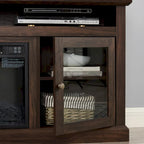 Modern TV Stand Media Stand Modern Entertainment Console for TV Up to 65 with Glass Door Open and Closed Storage Space