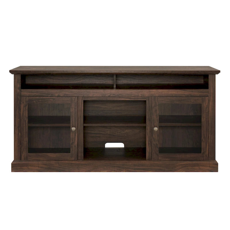 Modern TV Stand Media Stand Modern Entertainment Console for TV Up to 65 with Glass Door Open and Closed Storage Space