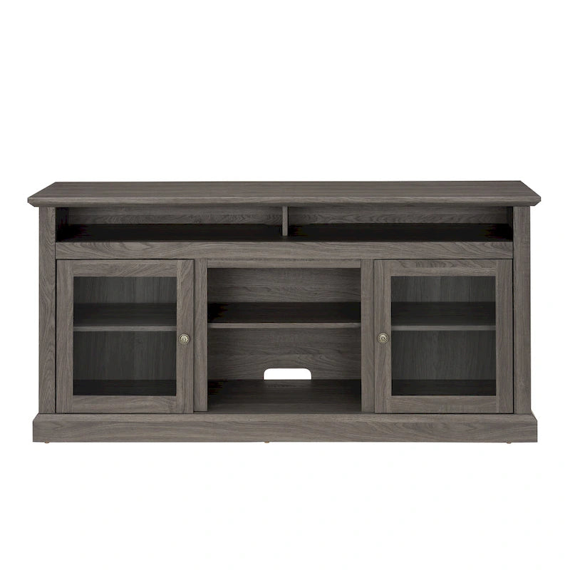 Modern TV Stand Media Stand Modern Entertainment Console for TV Up to 65 with Glass Door Open and Closed Storage Space