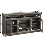Modern TV Stand Media Stand Modern Entertainment Console for TV Up to 65 with Glass Door Open and Closed Storage Space