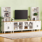 TV Stand with Adjustable Shelves for TVs Up to 70, Entertainment Center with Bookshelves for Living Room