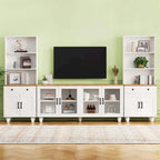 TV Stand with Adjustable Shelves for TVs Up to 70, Entertainment Center with Bookshelves for Living Room