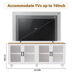 TV Stand with Adjustable Shelves for TVs Up to 70, Entertainment Center with Bookshelves for Living Room