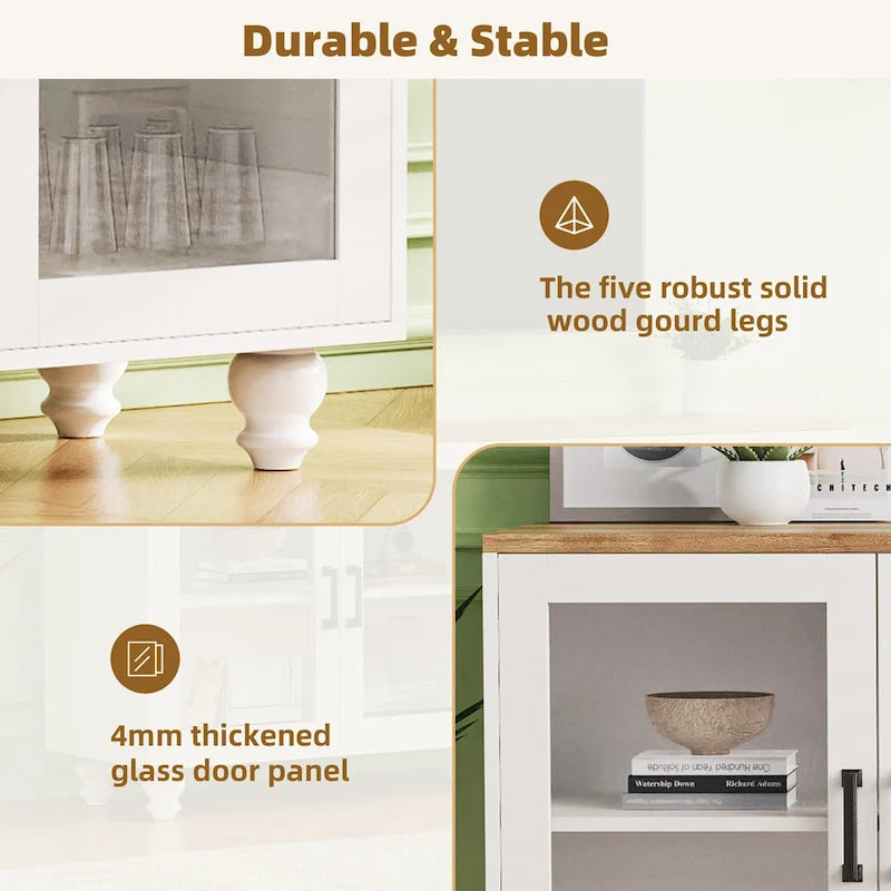 TV Stand with Adjustable Shelves for TVs Up to 70, Entertainment Center with Bookshelves for Living Room