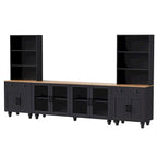 TV Stand with Adjustable Shelves for TVs Up to 70, Entertainment Center with Bookshelves for Living Room