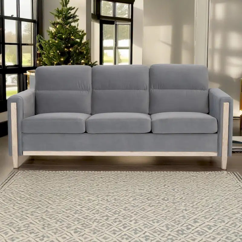 Larb Modern Solid Wood Three-Seater Sofa Couch by Christopher Knight Home