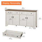 WAMPAT 59 Farmhouse TV Stand for 65 inch TV, Wood Entertainment Center with 2 Drawers and Storage Cabinets, Adjustable Shelves