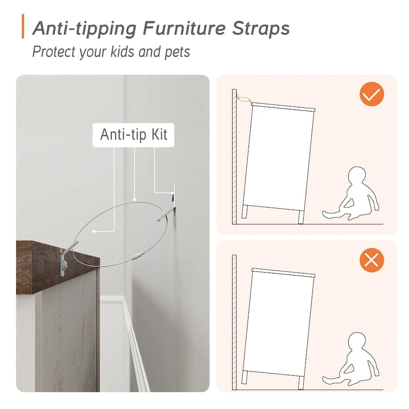 WAMPAT 59 Farmhouse TV Stand for 65 inch TV, Wood Entertainment Center with 2 Drawers and Storage Cabinets, Adjustable Shelves