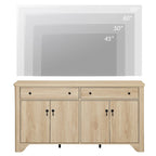 WAMPAT 59 Farmhouse TV Stand for 65 inch TV, Wood Entertainment Center with 2 Drawers and Storage Cabinets, Adjustable Shelves