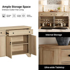 WAMPAT 59 Farmhouse TV Stand for 65 inch TV, Wood Entertainment Center with 2 Drawers and Storage Cabinets, Adjustable Shelves