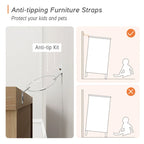 WAMPAT 59 Farmhouse TV Stand for 65 inch TV, Wood Entertainment Center with 2 Drawers and Storage Cabinets, Adjustable Shelves