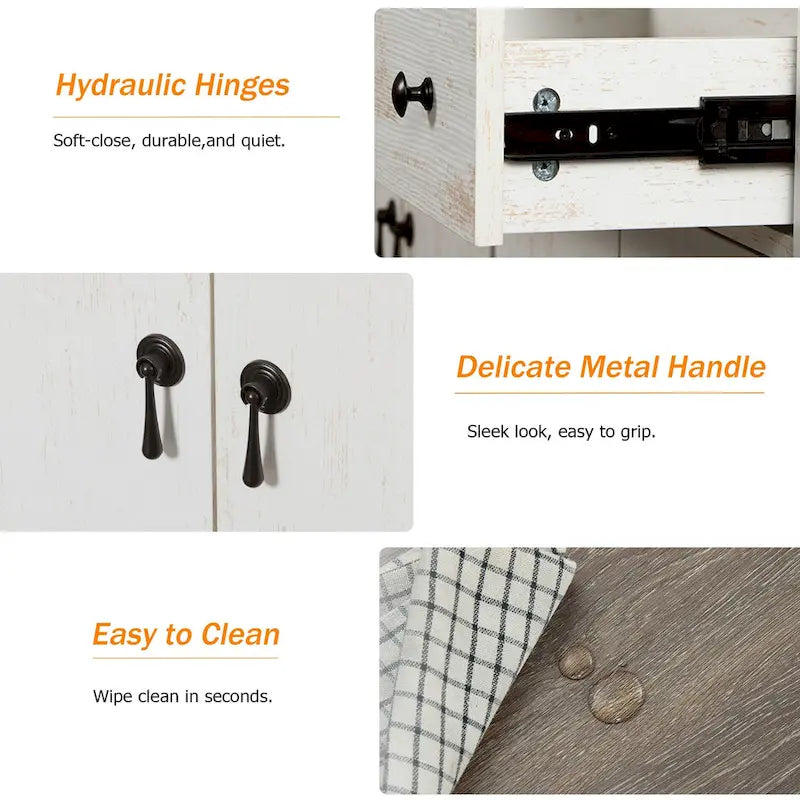 WAMPAT 59 Farmhouse TV Stand for 65 inch TV, Wood Entertainment Center with 2 Drawers and Storage Cabinets, Adjustable Shelves