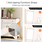 WAMPAT 59 Farmhouse TV Stand for 65 inch TV, Wood Entertainment Center with 2 Drawers and Storage Cabinets, Adjustable Shelves