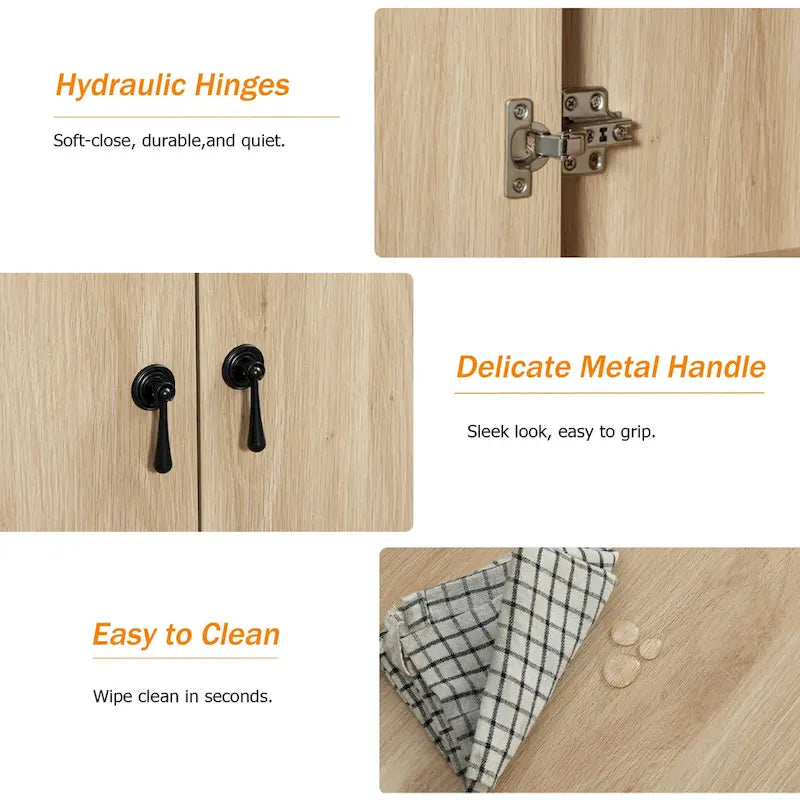 WAMPAT 59 Farmhouse TV Stand for 65 inch TV, Wood Entertainment Center with 2 Drawers and Storage Cabinets, Adjustable Shelves