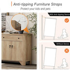 WAMPAT 59 Farmhouse TV Stand for 65 inch TV, Wood Entertainment Center with 2 Drawers and Storage Cabinets, Adjustable Shelves