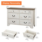 WAMPAT Farmhouse Dresser TV Stand with 6 Drawers for TVs up to 55 Inch, Wood Entertainment Center with Storage