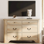 WAMPAT Farmhouse Dresser TV Stand with 6 Drawers for TVs up to 55 Inch, Wood Entertainment Center with Storage