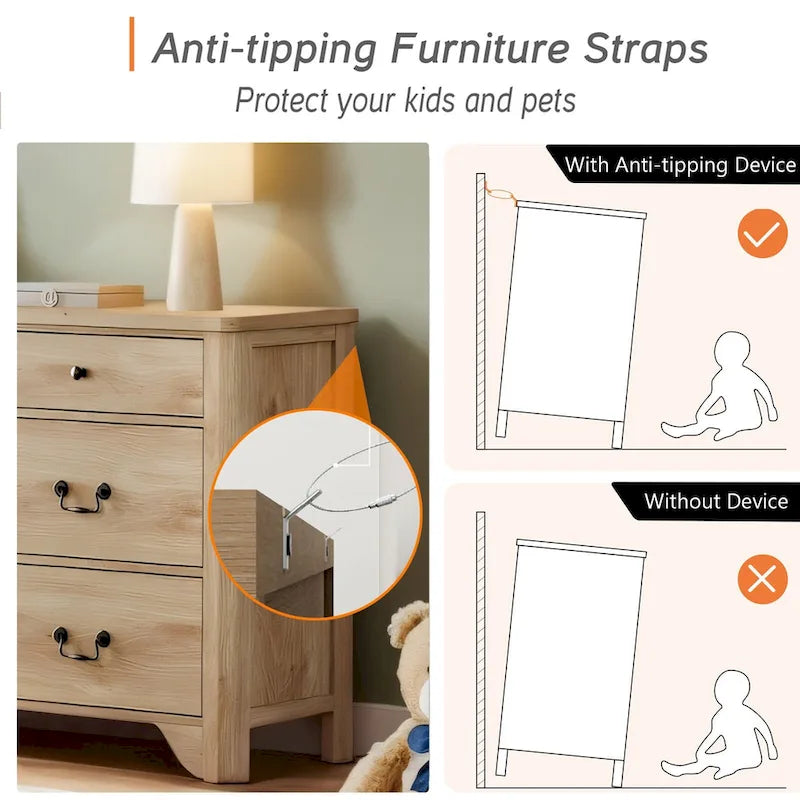 WAMPAT Farmhouse Dresser TV Stand with 6 Drawers for TVs up to 55 Inch, Wood Entertainment Center with Storage