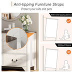 WAMPAT Farmhouse Dresser TV Stand with 6 Drawers for TVs up to 55 Inch, Wood Entertainment Center with Storage