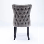 Velvet Upholstered Dining Chair with Wing Back Modern Kitchen Chair with Nailhead Trim Wood Frame Side Chair, Set of 2