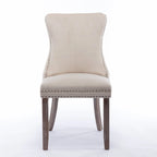 Velvet Upholstered Dining Chair with Wing Back Modern Kitchen Chair with Nailhead Trim Wood Frame Side Chair, Set of 2