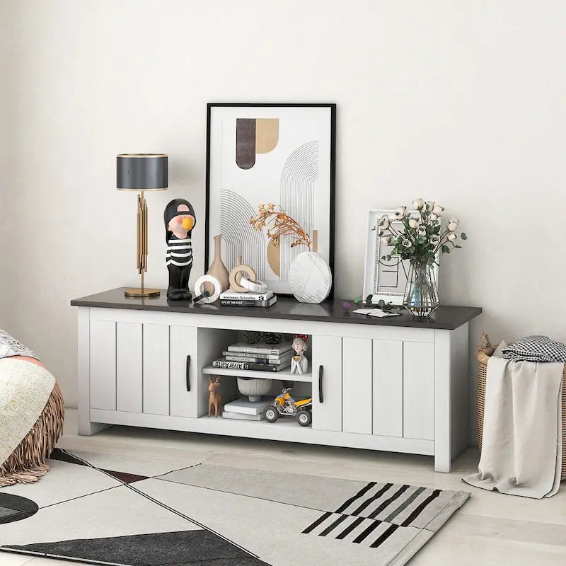 Gymax Farmhouse TV Stand for TVs up to 65 Media Console Center w/
