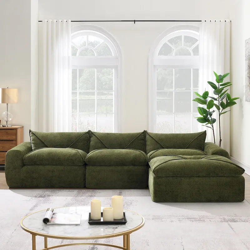 116-In Modern Chenille Sectional Sofa with High Density Foam,No Assembly Required