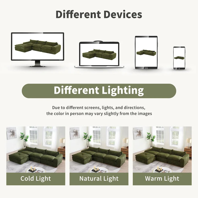 116-In Modern Chenille Sectional Sofa with High Density Foam,No Assembly Required