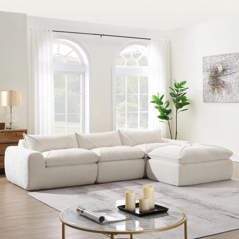 116-In Modern Chenille Sectional Sofa with High Density Foam,No Assembly Required