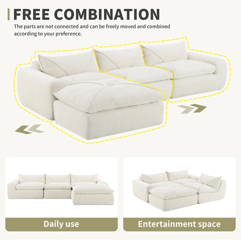116-In Modern Chenille Sectional Sofa with High Density Foam,No Assembly Required