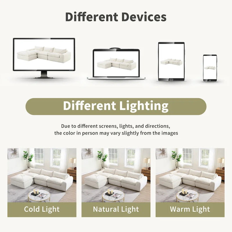 116-In Modern Chenille Sectional Sofa with High Density Foam,No Assembly Required