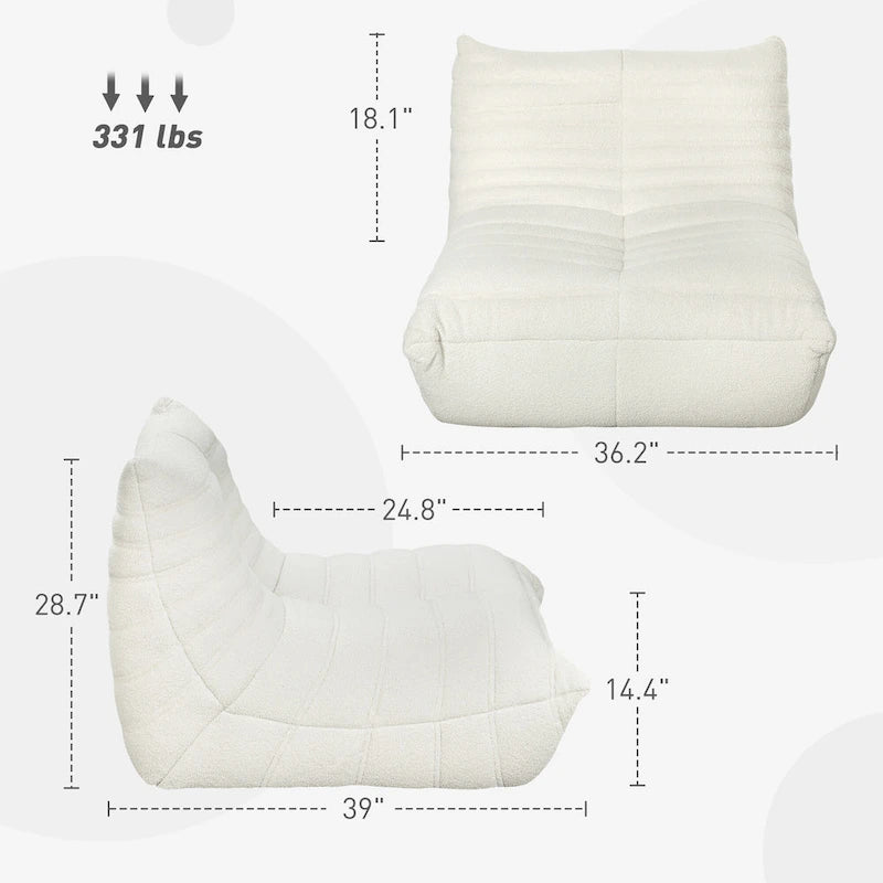 HOMCOM Bean Bag Chair for Adults, Giant Fireside Chair Lazy Sofa, Bean Bag Sofa with High Density Comfortable Foam