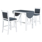 Compact 3-Piece Counter-Height Set  Drop-Leaf Wood Table & 2 Padded Dining Chairs for Small Spaces