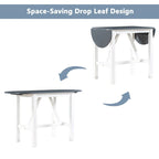 Compact 3-Piece Counter-Height Set  Drop-Leaf Wood Table & 2 Padded Dining Chairs for Small Spaces