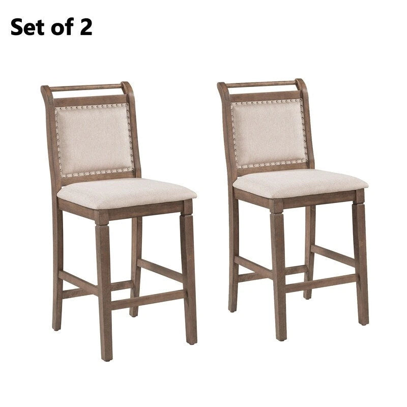 Compact 3-Piece Counter-Height Set  Drop-Leaf Wood Table & 2 Padded Dining Chairs for Small Spaces