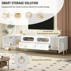 78.8 Retro TV Stand, Entertainment Center Media Console Cabinet with Six Metal Legs, 2 Cabinets, 4 Drawers