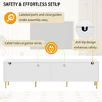 78.8 Retro TV Stand, Entertainment Center Media Console Cabinet with Six Metal Legs, 2 Cabinets, 4 Drawers