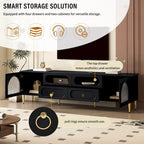 78.8 Retro TV Stand, Entertainment Center Media Console Cabinet with Six Metal Legs, 2 Cabinets, 4 Drawers