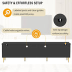 78.8 Retro TV Stand, Entertainment Center Media Console Cabinet with Six Metal Legs, 2 Cabinets, 4 Drawers