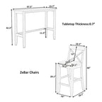 3-Piece Farmhouse Dining Set with Rectangular Table & 2 Chairs