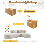 107.5 Polyester 4-Seat Corner Sofa with Curved Design & Wide Stitching