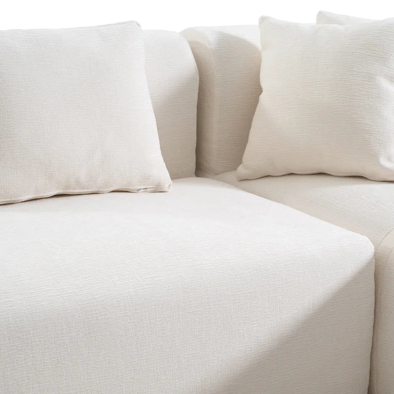 107.5 Polyester 4-Seat Corner Sofa with Curved Design & Wide Stitching