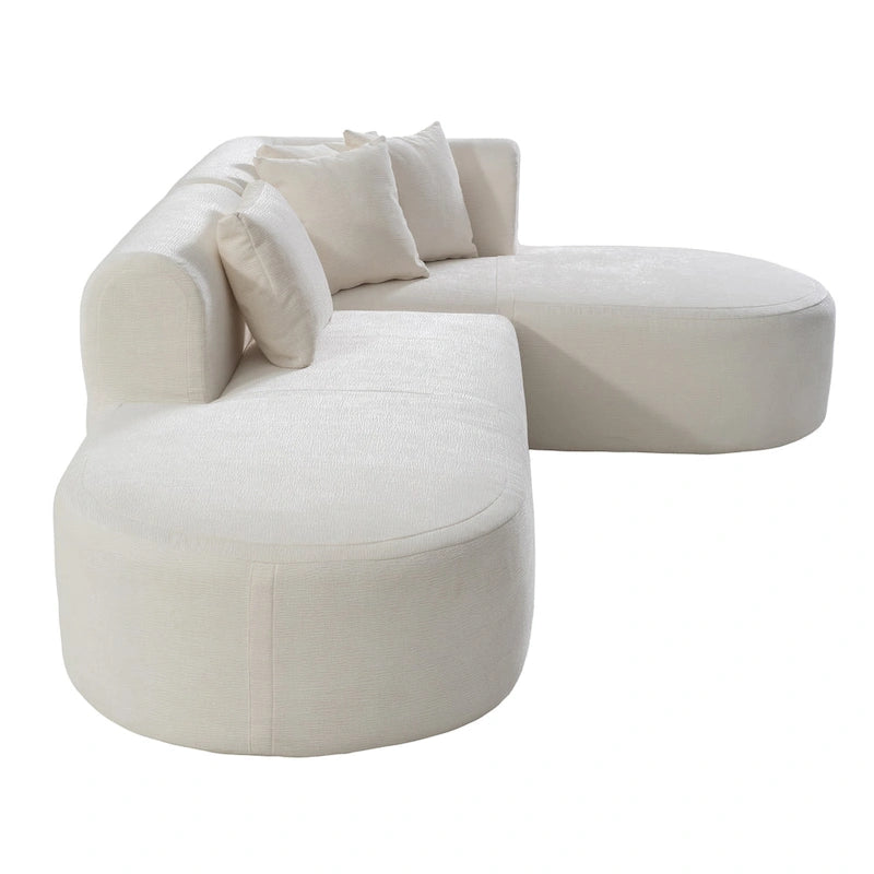 107.5 Polyester 4-Seat Corner Sofa with Curved Design & Wide Stitching