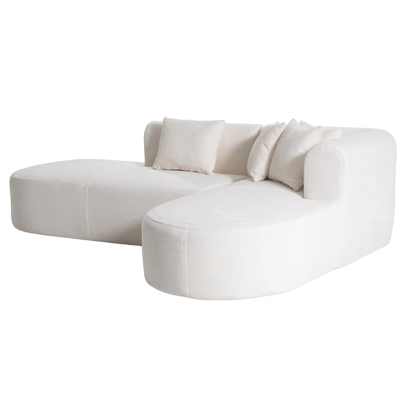 107.5 Polyester 4-Seat Corner Sofa with Curved Design & Wide Stitching