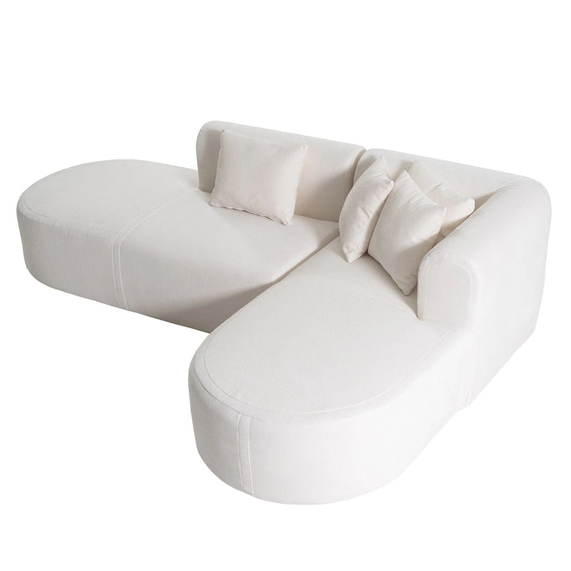 107.5 Polyester 4-Seat Corner Sofa with Curved Design & Wide Stitching